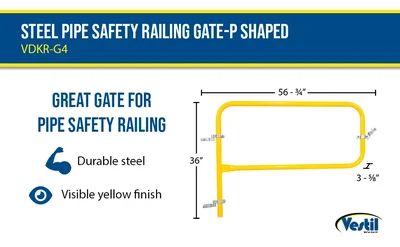Vestil VDKR-G4 PIPE SAFETY RAILING GATE-P SHAPED - product feature image