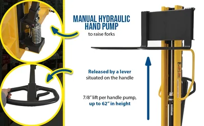 Vestil VHPS-NM-1000-AA Steel Manual Stacker Narrow Mast Adjustable - product feature image