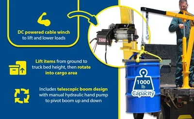 Vestil WTJ-4-DC Steel DC Powered Winch Truck Jib Crane - product feature image