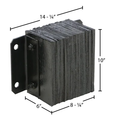Vestil 1012-6 Laminated Rubber Dock Bumper - dimensional drawing