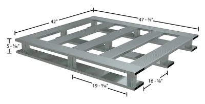 Vestil Aluminum Skid Bottom Pallet 47-7/8 In. x 42 In. x 5-1/16 In. 6000 Lb. Capacity Silver - dimensional drawing
