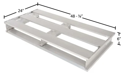 Vestil Aluminum Heavy Duty Half Pallet 24 In. x 48-1/8 In. x 6 In. 4000 Lb. Capacity Silver - dimensional drawing