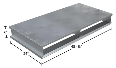 Vestil Aluminum Heavy Duty Solid Top Half Pallet 24 In. x 48-1/8 In. x 6 In. 4000 Lb. Capacity Silver - dimensional drawing