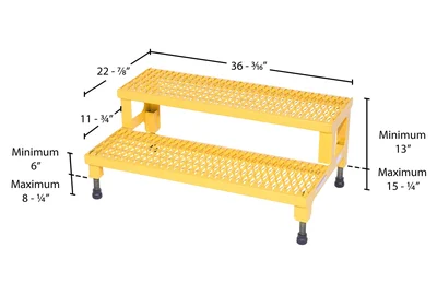 Vestil ASP-36 Steel Adjustable Step Mate Stand - dimensional drawing