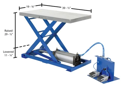 Vestil AT-20 Steel Pneumatic Scissor Lift Table - dimensional drawing