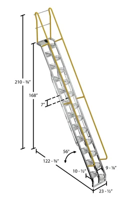 Vestil ATS-14-56-HDG Galvanized Alternate Tread Stair - dimensional drawing