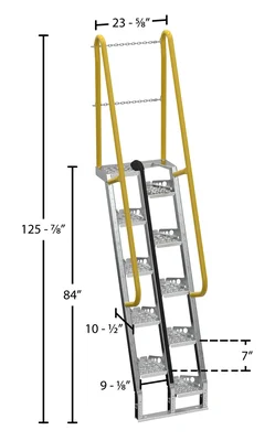 Vestil ATS-7-68-HDG Galvanized Alternate Tread Stair - dimensional drawing