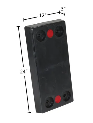 Vestil B-1224-3 Rubber Rectangle Molded Bumper - dimensional drawing