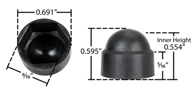 Vestil BC-BK-38-PK Plastic Bolt Cap - dimensional drawing