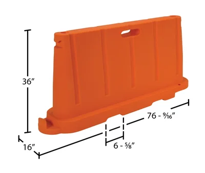 Vestil BCD-7636-OR Polyethylene Stackable Barricade - dimensional drawing