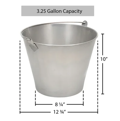 Vestil Stainless Steel Bucket 3-1/4 Gallon Capacity - dimensional drawing