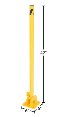 Vestil BOL-FD-36-Y Steel Fold-Down Galvanized Bollard - dimensional drawing