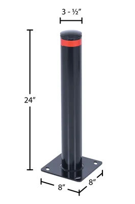 Vestil BOL-G-24-3.5 Garage Black Steel Pipe Safety Bollard - dimensional drawing