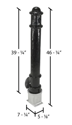 Vestil BOL-OR-40-BK Steel Underground Removable Ornamental Bollard - dimensional drawing