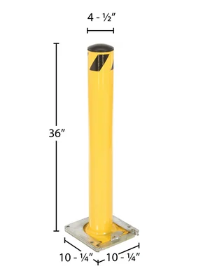 Vestil BOL-RF-36-4.5 Steel Surface Mounted Removable Pipe Safety Bollard - dimensional drawing