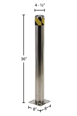 Vestil BOL-SS-36-4.5 Stainless Steel Pipe Safety Bollard - dimensional drawing