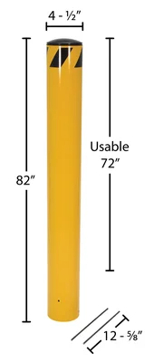 Vestil BOLPP-72-4.5 Steel Pour In Place Bollard - dimensional drawing