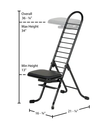 Vestil CPRO-600 Steel Height Ergonomic Worker Chair - dimensional drawing