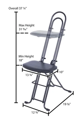 Vestil CPRO-800LP Steel Height Ergonomic Worker Chair - dimensional drawing