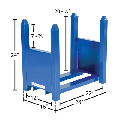 Vestil CRAD-75 Steel Stackable Bar Cradle - dimensional drawing