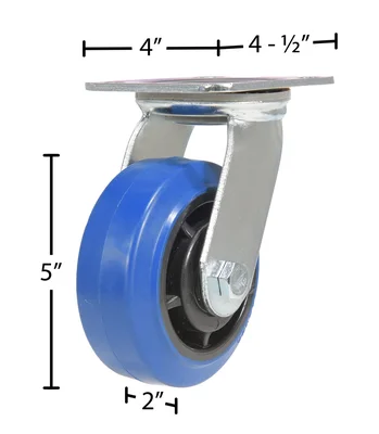 Vestil CST-BB-5X2ER-S Elastic Rubber Swivel Caster - dimensional drawing