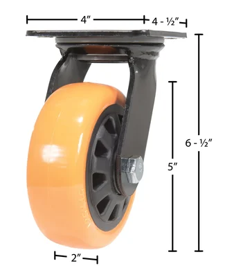 Vestil CST-BN-5X2PUP-S Polyurethane Swivel Caster - dimensional drawing