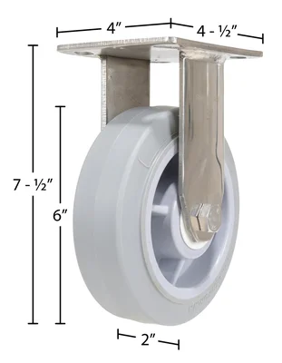 Vestil CST-E-SS-6X2TPR-R Thermoplastic Rubber Rigid Caster - dimensional drawing