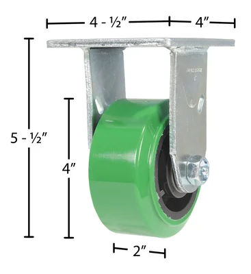 Vestil CST-F34-4X2DT-R Polyurethane Rigid Caster - dimensional drawing