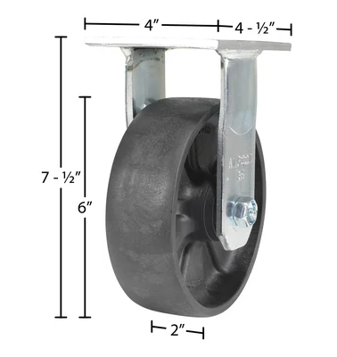 Vestil CST-HLD-6X2GFN-R Light Duty Glass Filled Nylon Rigid Caster - dimensional drawing