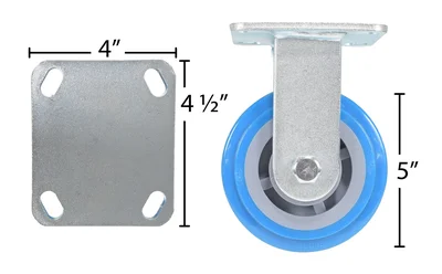 Vestil CST-KB-5X2PUP-R Polyurethane Rigid Caster - dimensional drawing