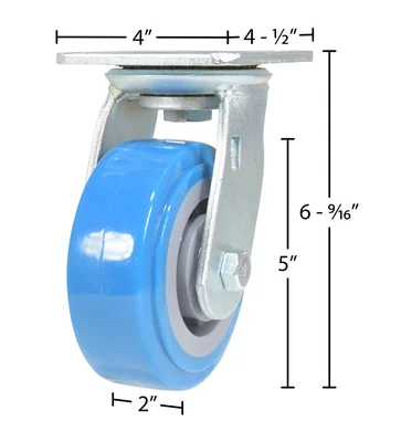 Vestil CST-KB-5X2PUP-S Polyurethane Swivel Caster - dimensional drawing