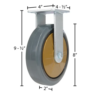 Vestil CST-KSM-8X2MR-R Rubber Rigid Caster - dimensional drawing