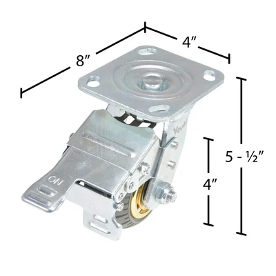 Vestil CST-VE-4X2FF-SWTB Flat-Free Swivel With Total Brake Caster - dimensional drawing
