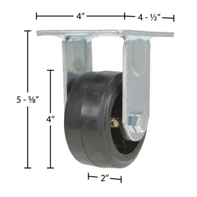 Vestil CST-VE-4X2MRA-R Rubber Rigid Caster - dimensional drawing
