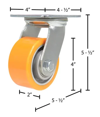 Vestil CST-VE-4X2PUA-S Polyurethane Swivel Caster - dimensional drawing