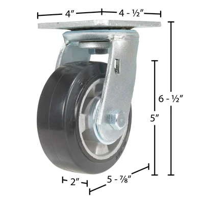 Vestil CST-VE-5X2MRA-S Rubber Swivel Caster - dimensional drawing