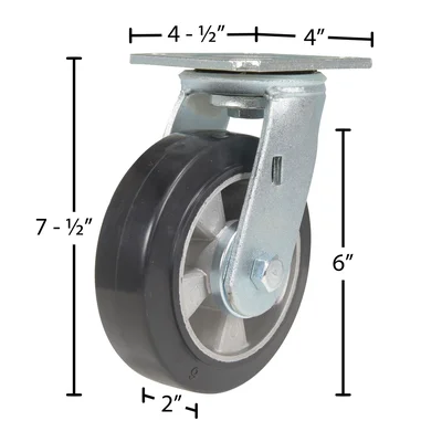 Vestil CST-VE-6X2MRA-S Rubber Swivel Caster - dimensional drawing
