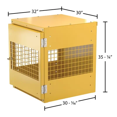 Vestil Steel Knockdown Vertical Cylinder Cabinet 32 In. x 30 In. x 35-1/4 In. 4 Cylinder Capacity Yellow - dimensional drawing