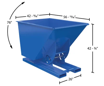 Vestil D-100-HD-NB Steel Heavy Duty No Bump & Dump Hopper - dimensional drawing