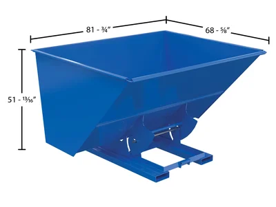 Vestil D-300-HD-NB Steel Heavy Duty No Bump and Dump Hopper - dimensional drawing