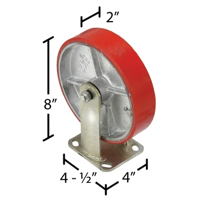 Vestil D-CK4-PU8-2 Poly On Steel Caster Kit - dimensional drawing