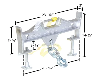 Vestil D-FORK-4-SL Steel Double Swivel Hoist Optioning Hook - dimensional drawing