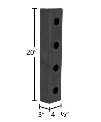 Vestil DBE-20-1 Hardened Molded Rubber Bumper - dimensional drawing