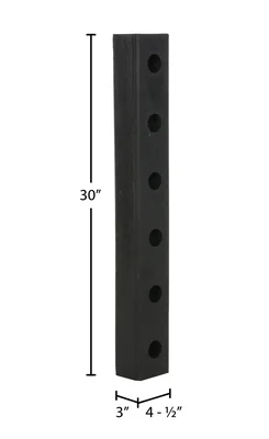 Vestil DBE-30-1 Hardened Molded Rubber Bumper - dimensional drawing