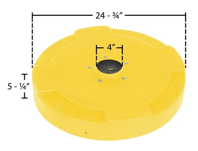 Vestil DC-P-55-CANF-YL Polyethylene Drum Recycling Lid with Flap - dimensional drawing