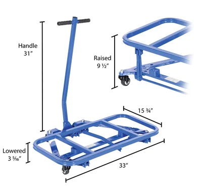 Vestil DESK-M Steel Desk Mover - dimensional drawing
