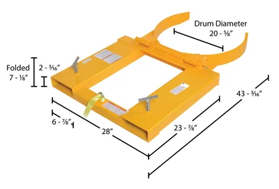 Vestil DGS-55-D Steel Deluxe Single Drum Gripper - dimensional drawing