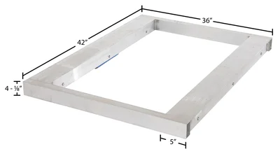 Vestil Aluminum Pallet Dolly with Tilt 36 In. x 42 In. 6000 Lb. Capacity Silver - dimensional drawing