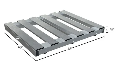 Vestil Aluminum Pallet Dolly with Pallet Top 40 In. x 48 In. 4000 Lb. Capacity Silver - dimensional drawing