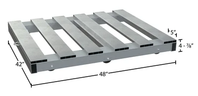 Vestil Aluminum Pallet Dolly with Pallet Top and Tilt 42 In. x 48 In. 4000 Lb. Capacity Silver - dimensional drawing